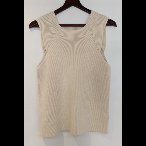 Club Monaco Tops - LAST CALL -Club Monaco Sleeveless Ribbed Sweater – Cotton/Silk/ Ivory–Large- NWT